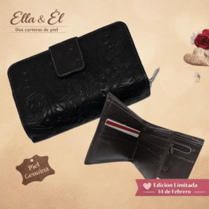Kit Ella & Él – Cartera Piel Paloma Negro + Horse Café 065-126
